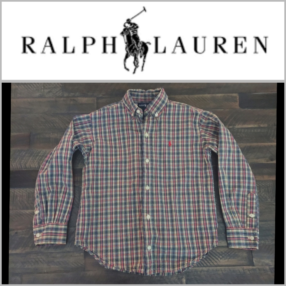 Ralph lauren polo long sleeve shirt boys Size 7